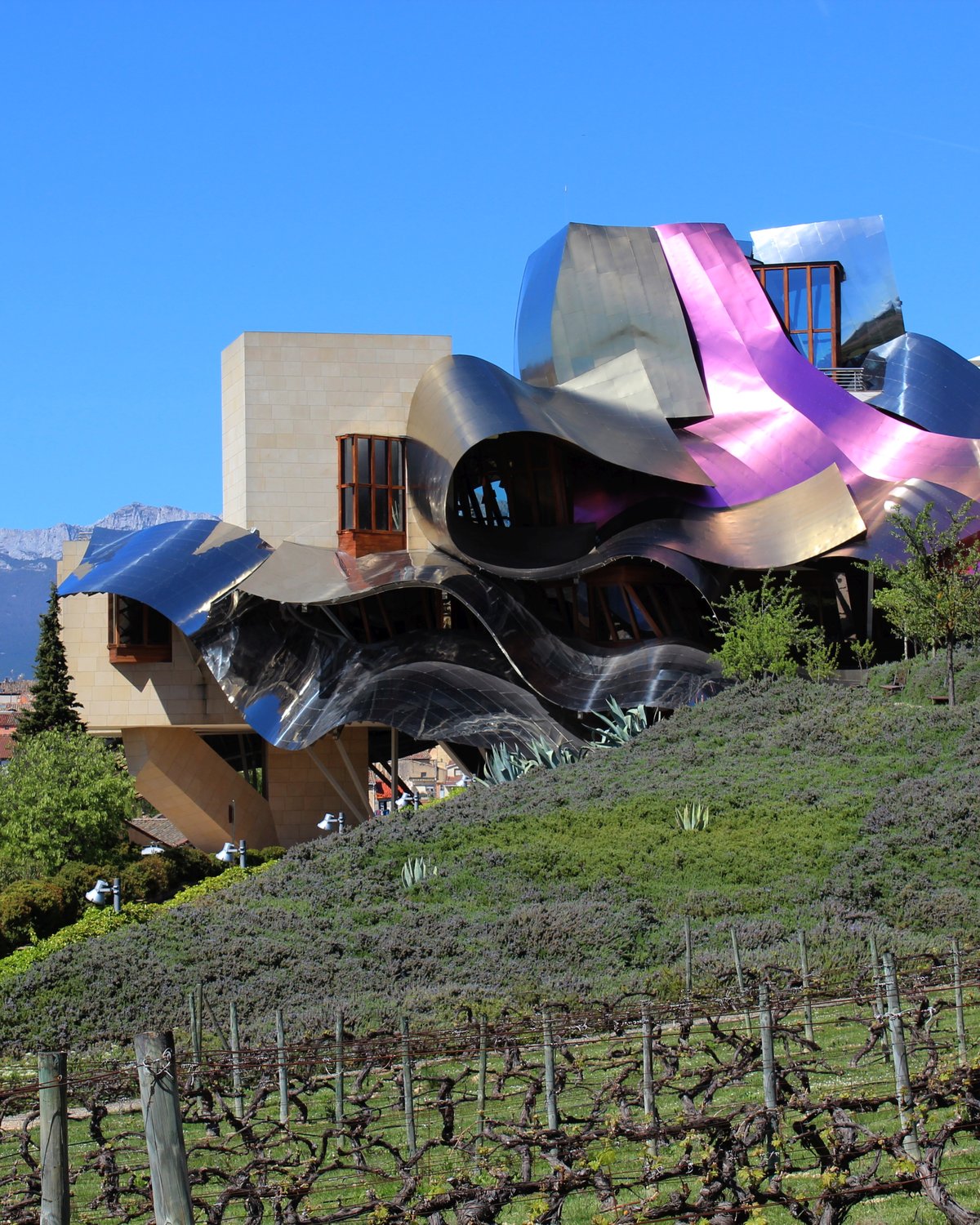 The Frank Gehry-designed Hotel Marqués de Riscal among Rioja vineyards
